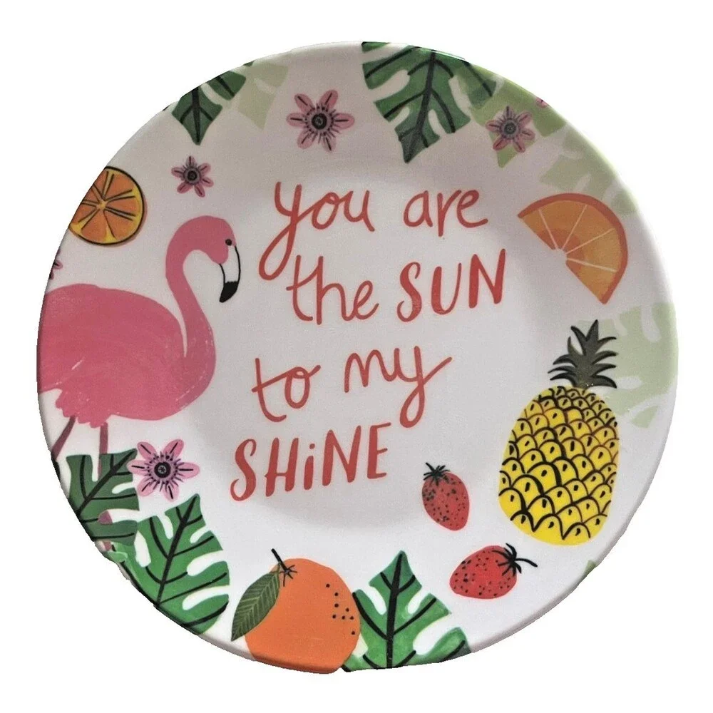 Flamingo Palm Melamine Appetizer Side Plates 6